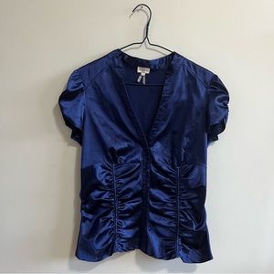 Navy Silk Blouse